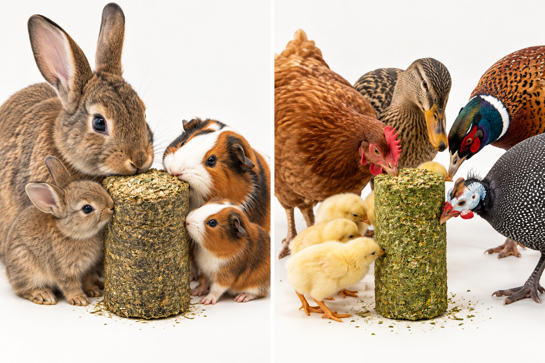 Knabber-Pressling für Kaninchen & Meerschweinchen und Pick-Pressling für Geflügel – Beschäftigungsfutter von Kallisbest