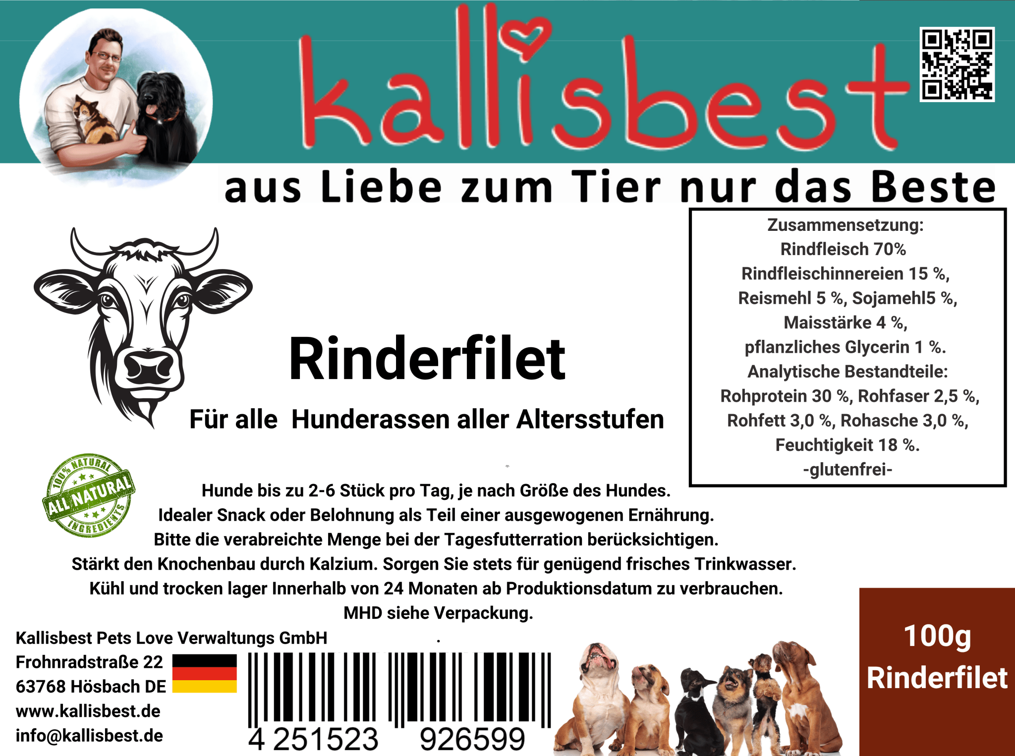 Rinderfilet für alle Hunderassen aller Altersstufen - Kallisbest