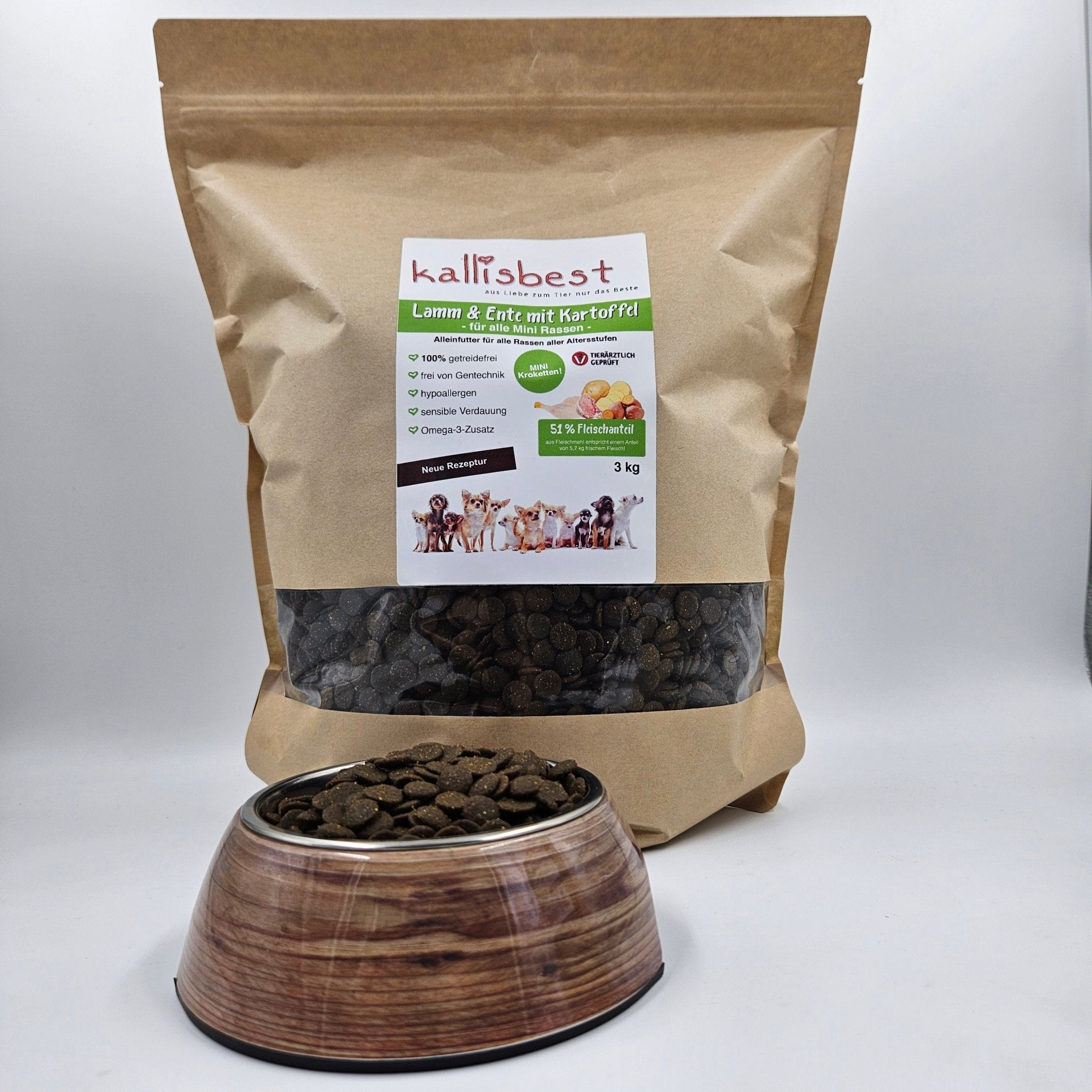 Lamm & Ente mit Kartoffel für Mini Rassen (Neue Rezeptur ohne Innereien ) - Kallisbest
