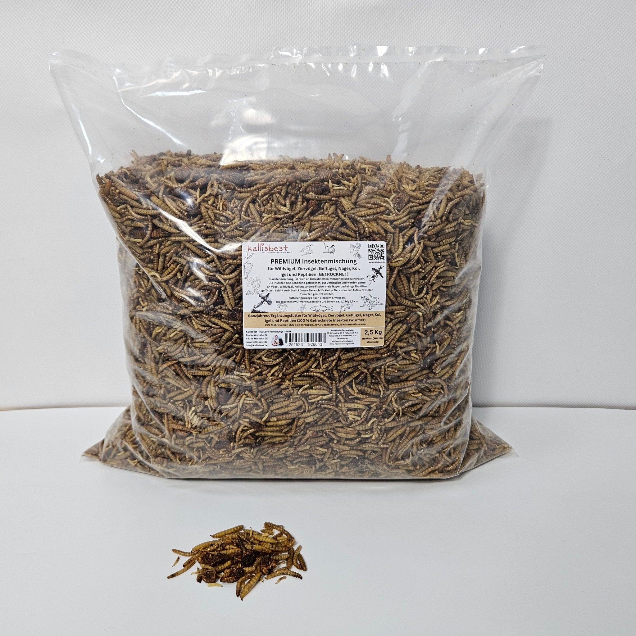 PREMIUM Insektenmischung getrocknet NEU für Wildvögel, Geflügel, Fische, Reptilien & Kleinsäuger - Kallisbest