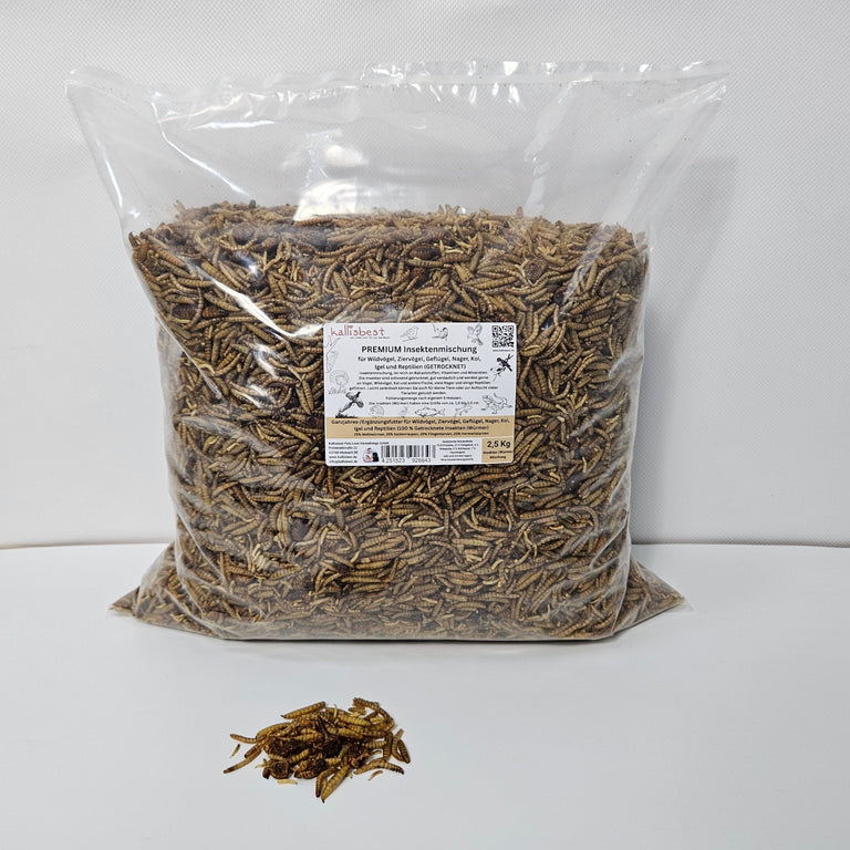 PREMIUM Insektenmischung getrocknet NEU für Wildvögel, Geflügel, Fische, Reptilien & Kleinsäuger - Kallisbest