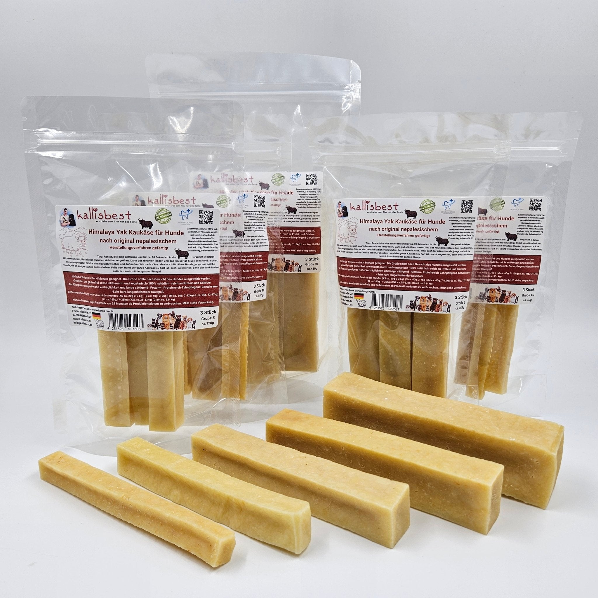 Himalaya Yak Kaukäse für Hunde, 3 Stück gepackt, in verschiedenen Größen von XS - GIANT - Kallisbest