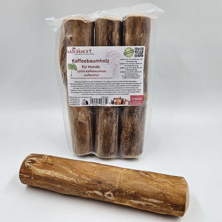 100% Kaffeebaumholz für Hunde, Größe S - XL 3er Pack koffeinfrei - Kallisbest