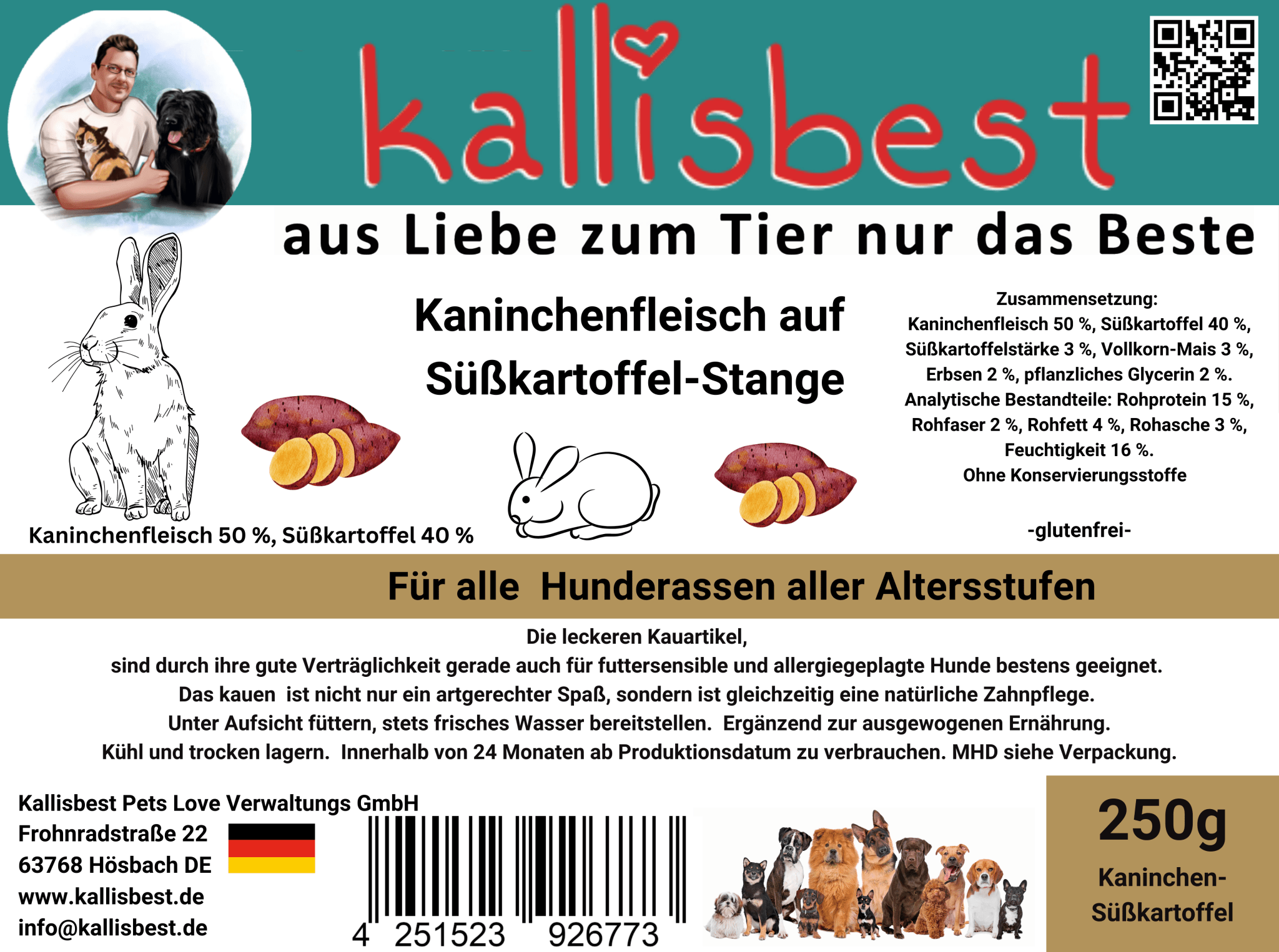 Kaninchenfleisch auf Süßkartoffel - Stangen - Kallisbest
