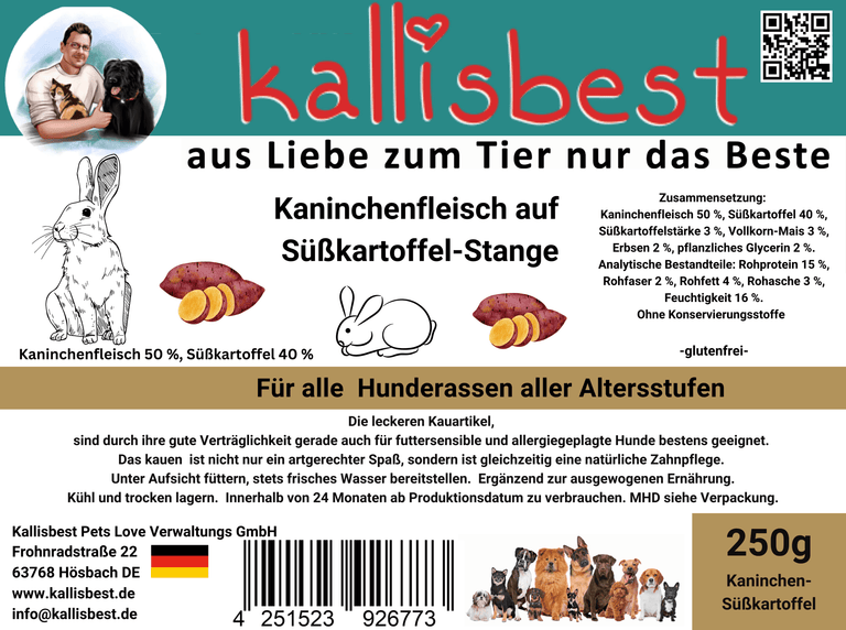 Kaninchenfleisch auf Süßkartoffel - Stangen - Kallisbest