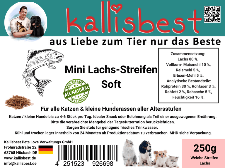 Neu Mini Lachs - Streifen Soft für Katzen und kleine Hunde - Kallisbest