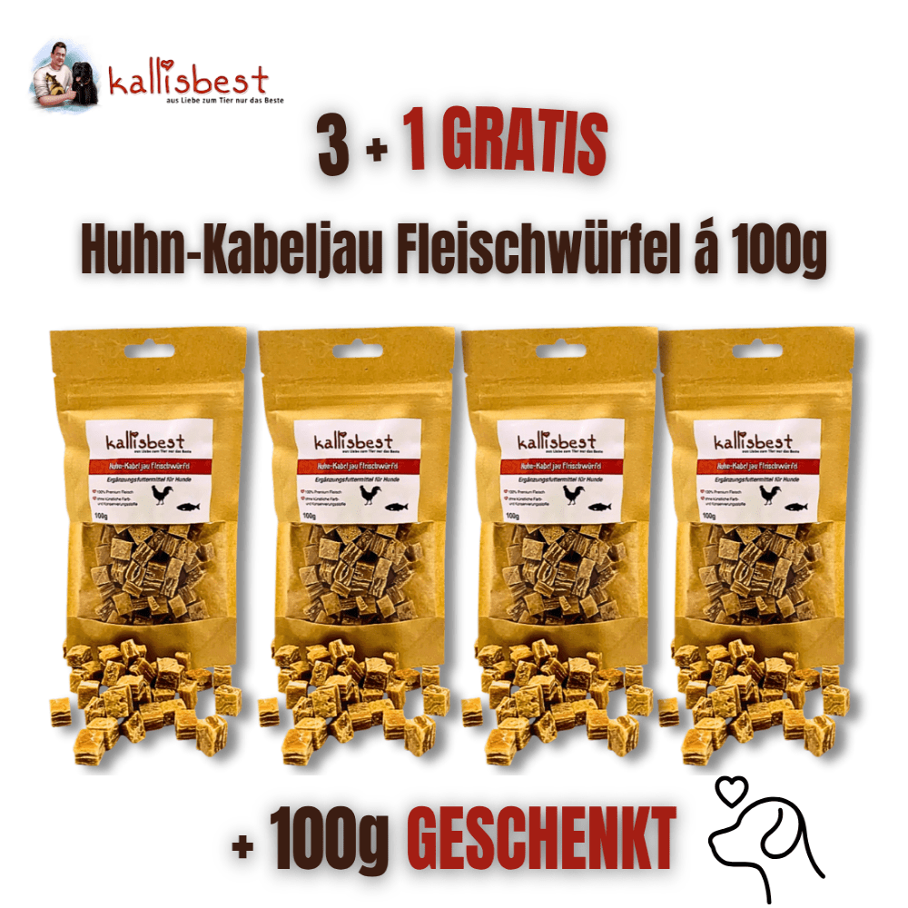 Huhn - Kabeljau Fleischwürfel 100g - Kallisbest