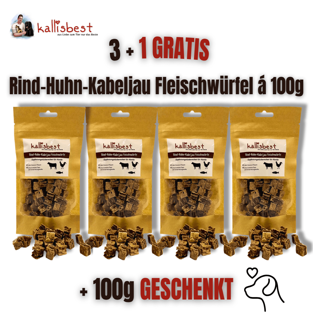 Rind - Huhn - Kabeljau Fleischwürfel 100g - Kallisbest