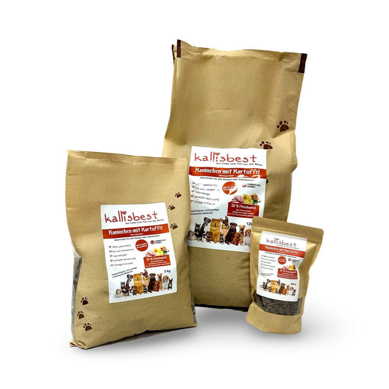Kaninchen mit Kartoffel für Hunde, mittlere Kroketten - Kallisbest
