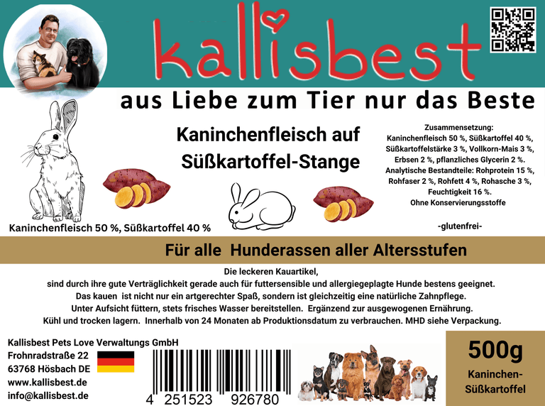 Kaninchenfleisch auf Süßkartoffel - Stangen - Kallisbest