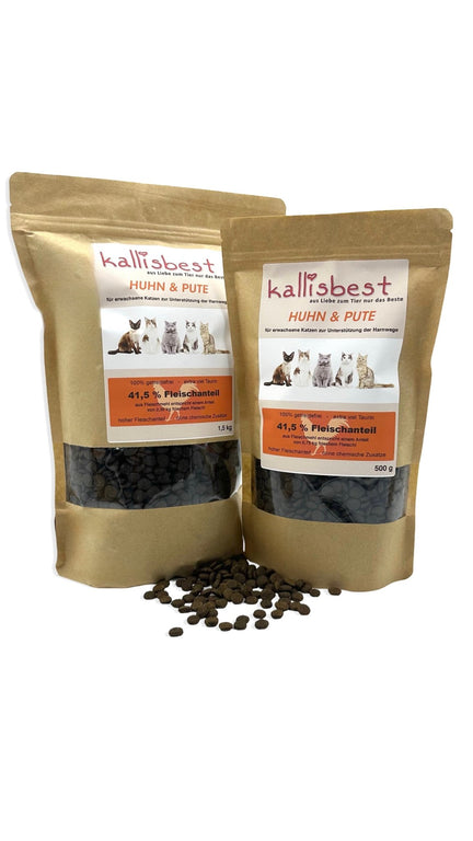 Huhn & Pute komplettes Futter für erwachsene Katzen zur Unterstützung der Harnwege - Kallisbest