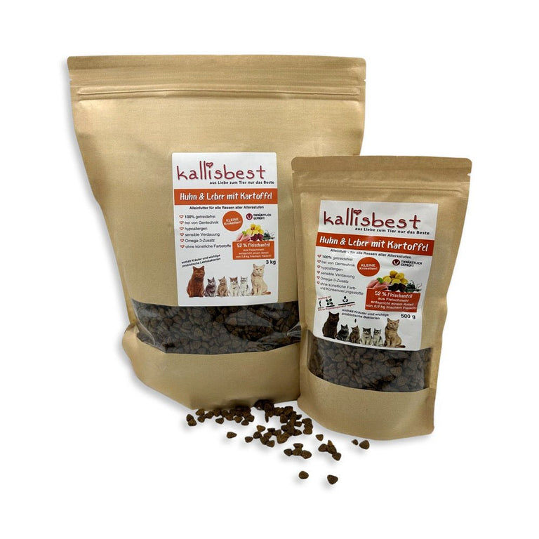 Huhn & Leber mit Kartoffel für Katzen, (Neue Rezeptur ohne Innereien und extra Taurin) - Kallisbest