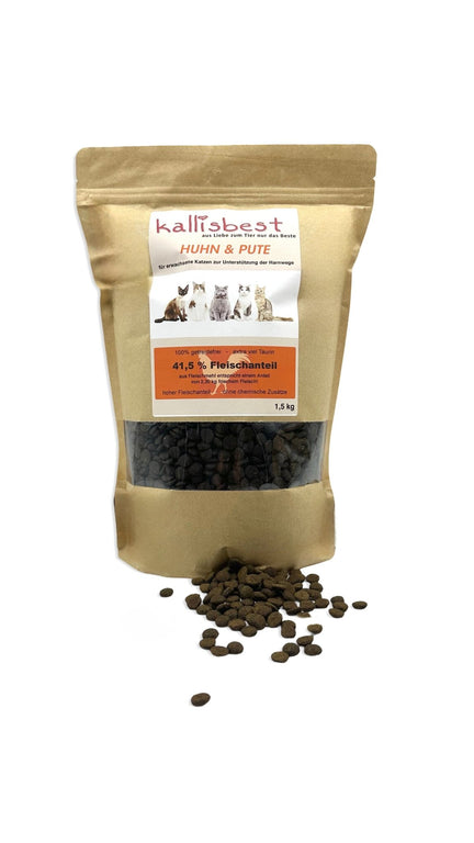 Huhn & Pute komplettes Futter für erwachsene Katzen zur Unterstützung der Harnwege - Kallisbest