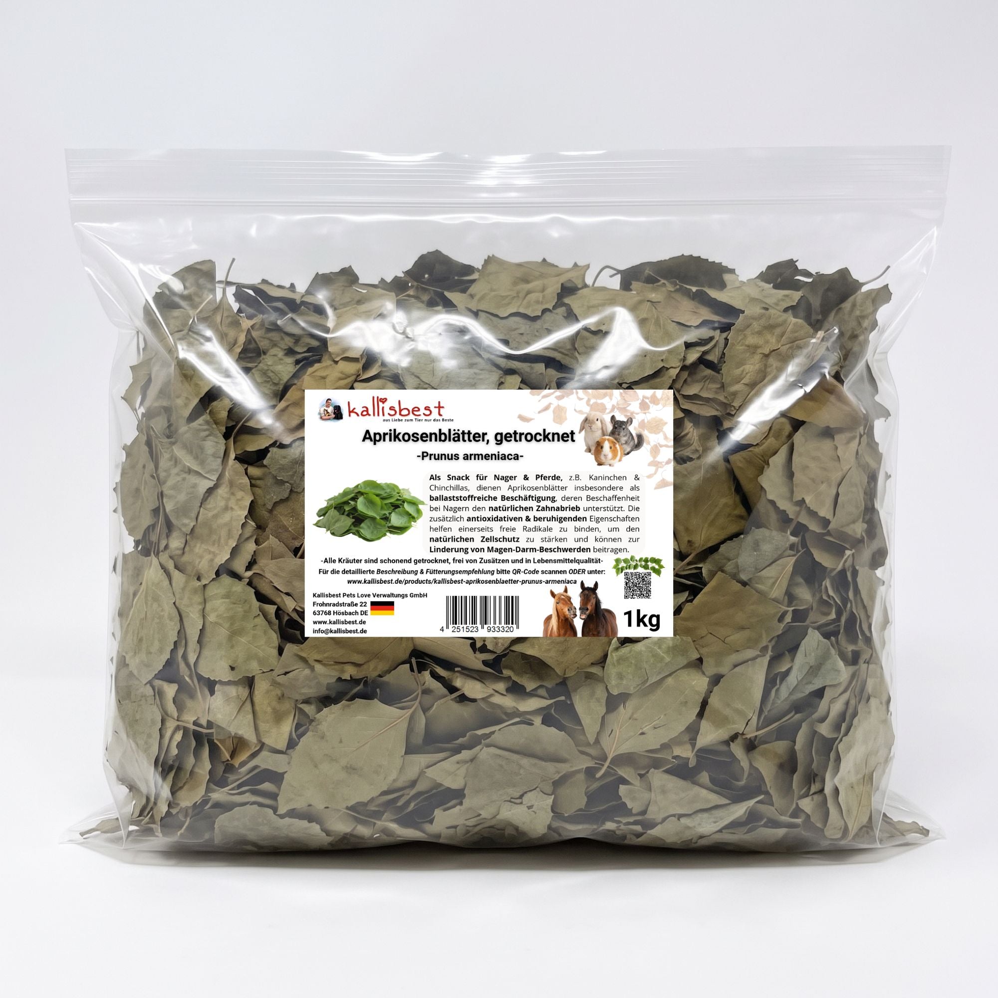 Aprikosenblätter getrocknet – Naturkraut für Kaninchen, Meerschweinchen & Pferde | Kallisbest