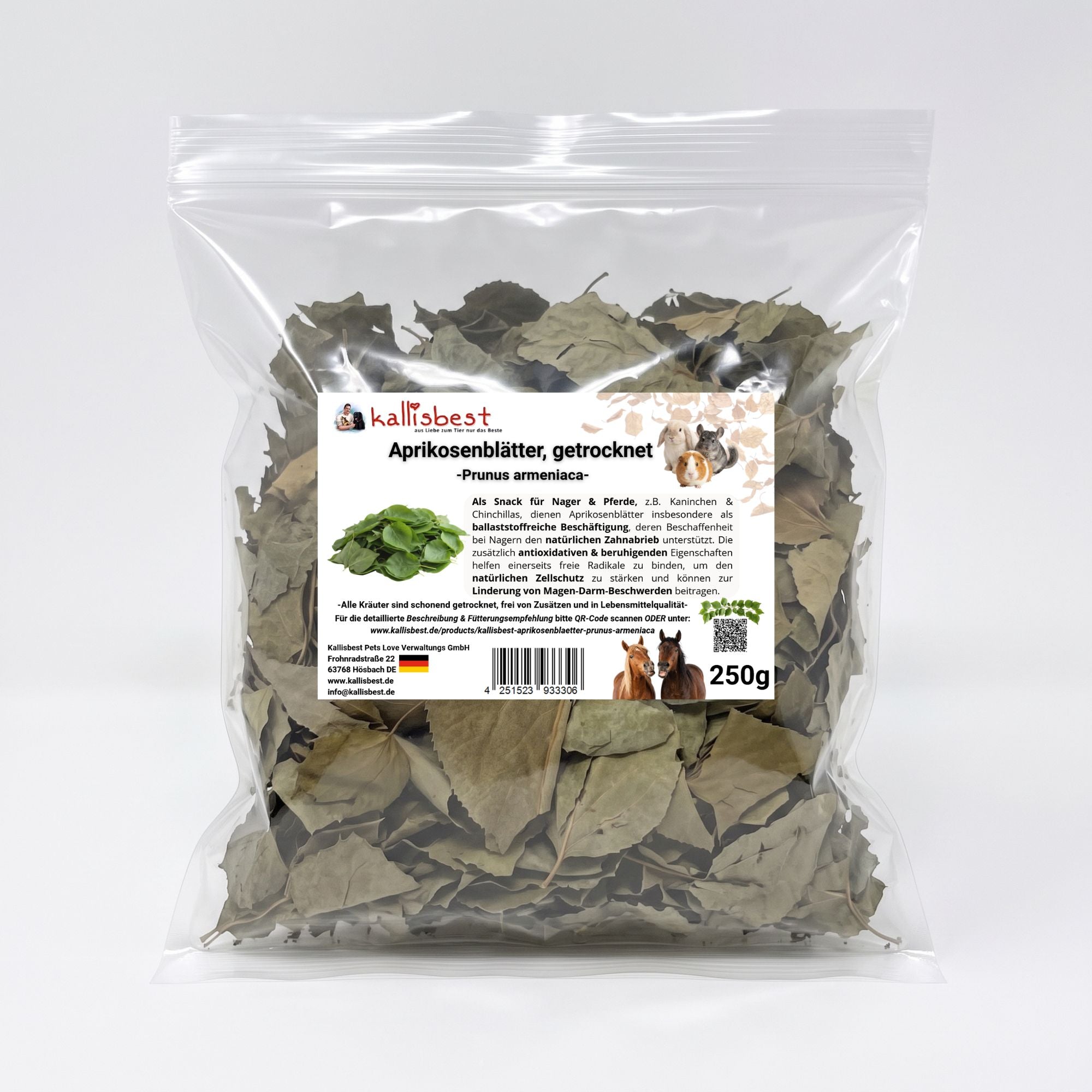 Aprikosenblätter getrocknet – Naturkraut für Kaninchen, Meerschweinchen & Pferde | Kallisbest