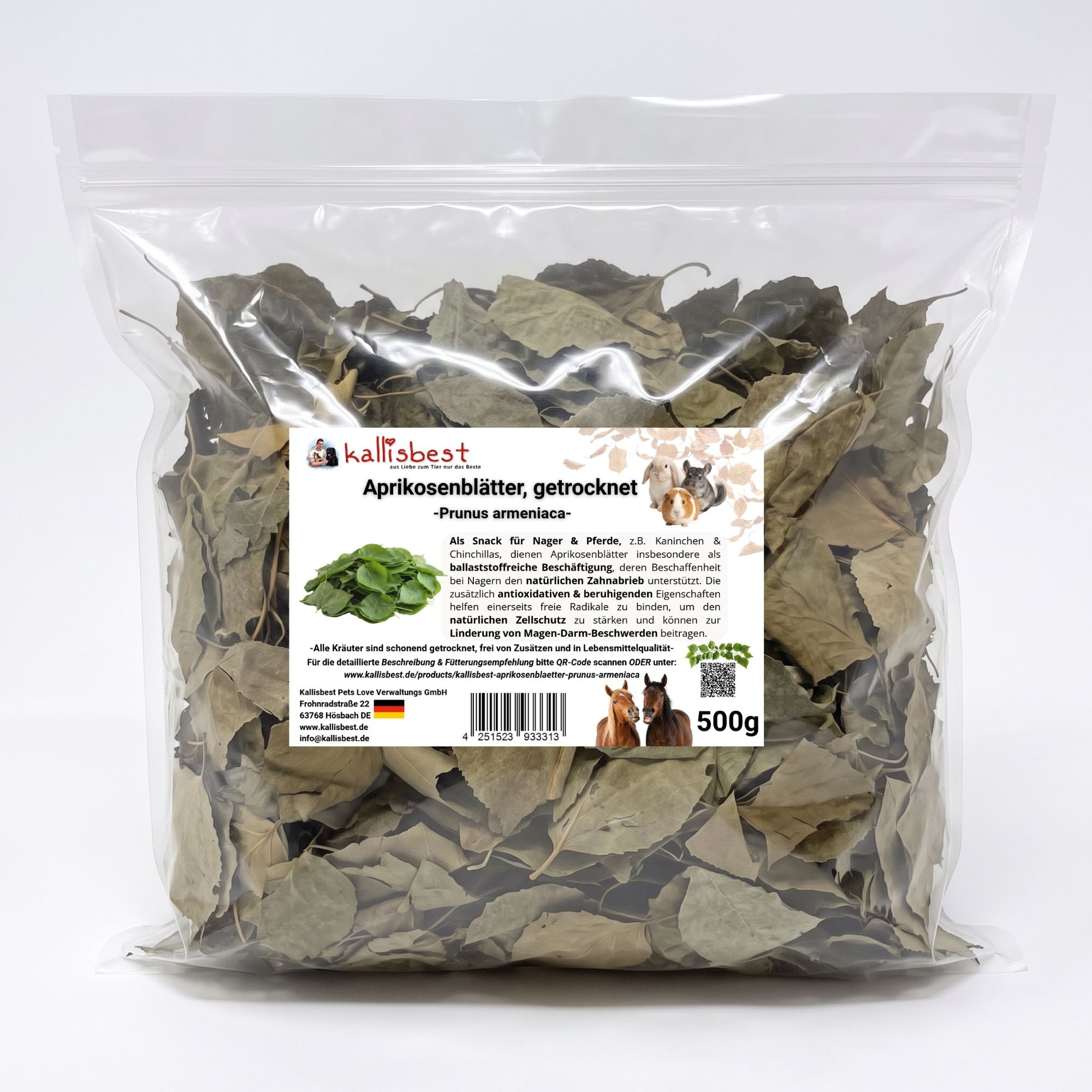 Aprikosenblätter getrocknet – Naturkraut für Kaninchen, Meerschweinchen & Pferde | Kallisbest