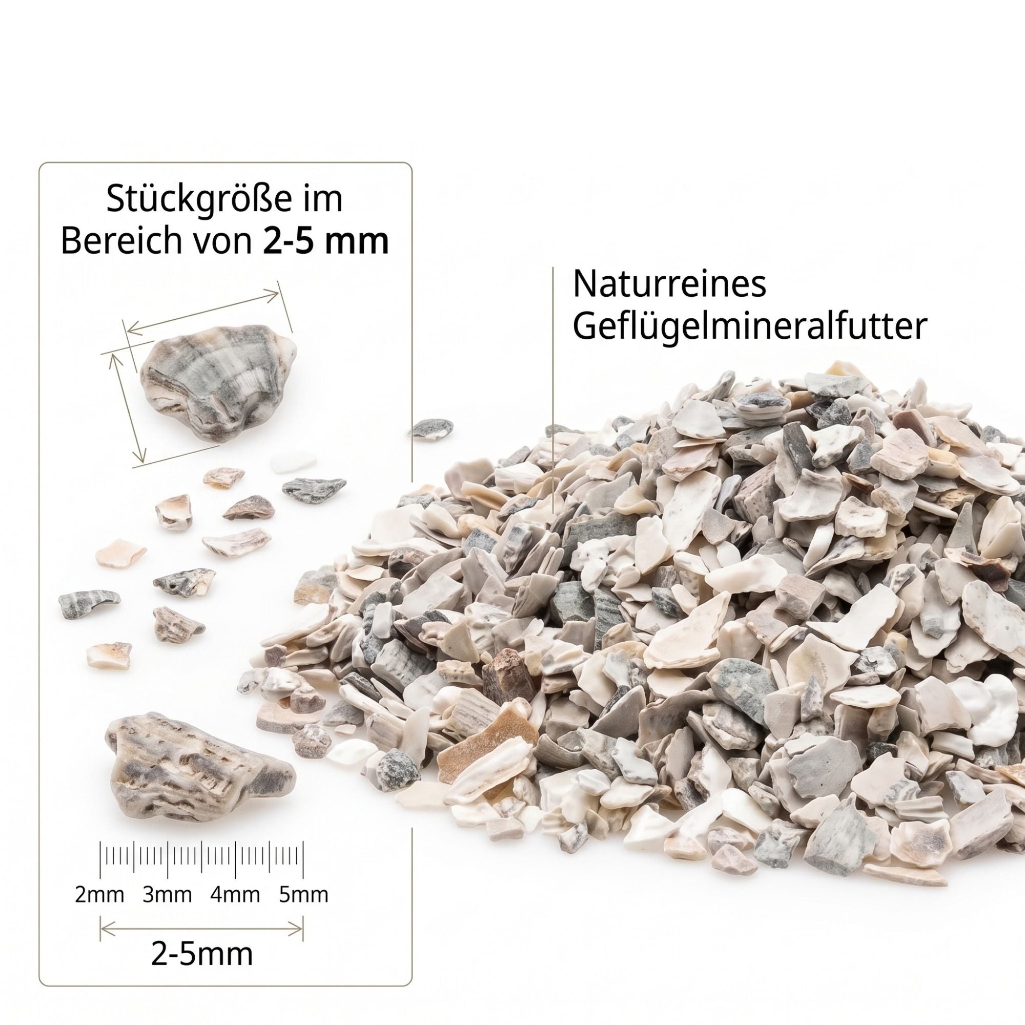 Kallisbest Austernschalenschrot 2–5 mm – Kalziumquelle für Gefügel & Legehennen