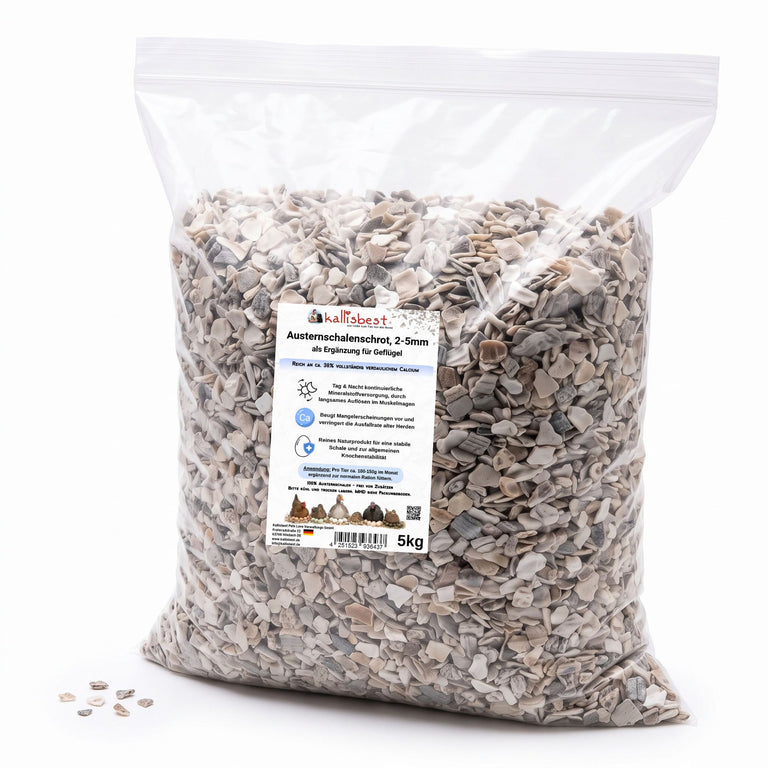 Kallisbest Austernschalenschrot 2–5 mm – Kalziumquelle für Gefügel & Legehennen