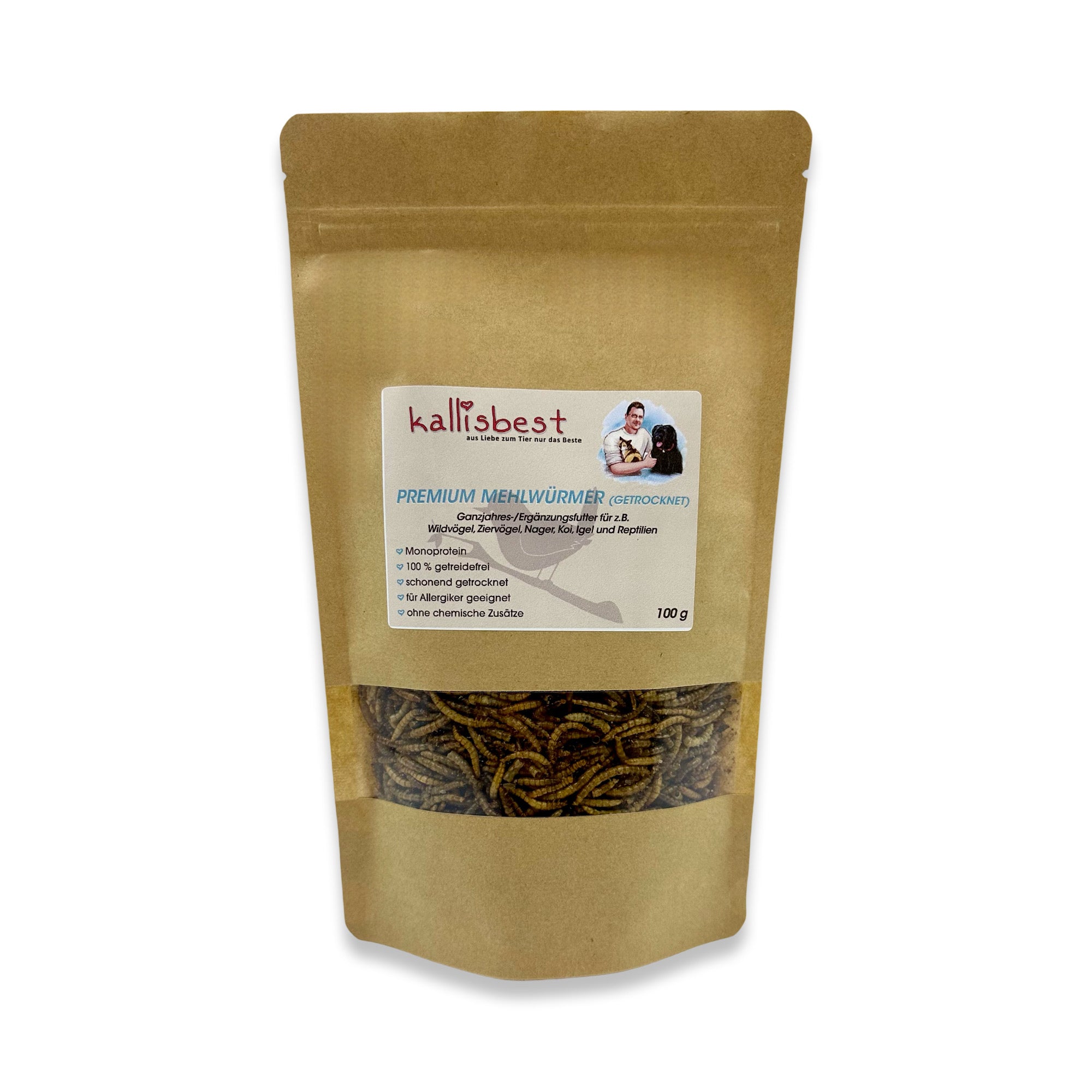 Premium Mehlwürmer getrocknet 100g Beutel - Kallisbest