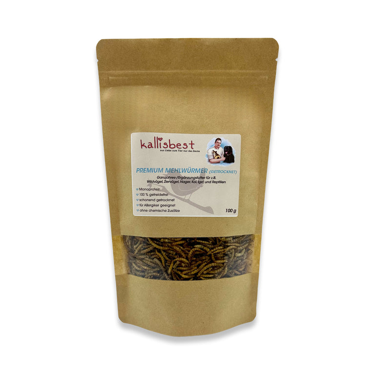 Premium Mehlwürmer getrocknet 100g Beutel - Kallisbest