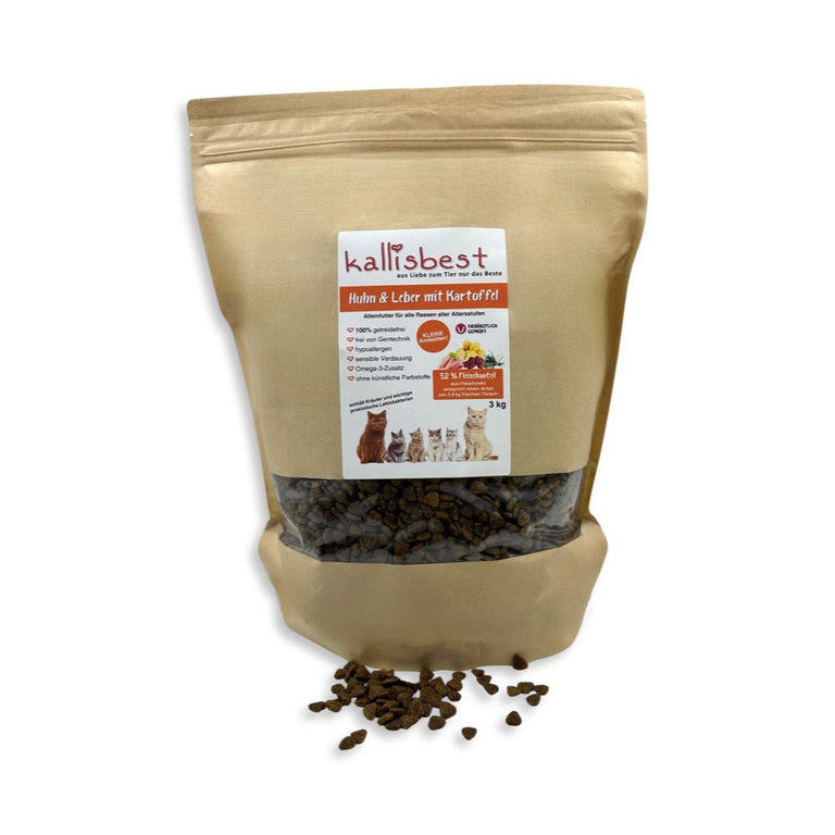 Huhn & Leber mit Kartoffel für Katzen, (Neue Rezeptur ohne Innereien und extra Taurin) - Kallisbest