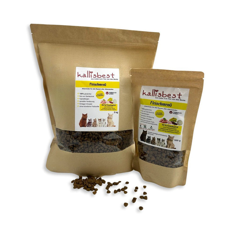 Fleischmenü kleine Kroketten für Katzen & Kitten - Kallisbest