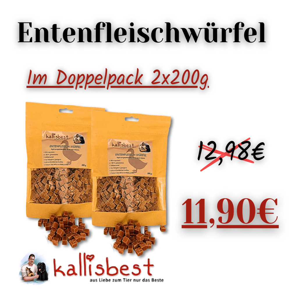 Entenfleischwürfel getreidefrei 200g für Hunde & Katzen - Kallisbest