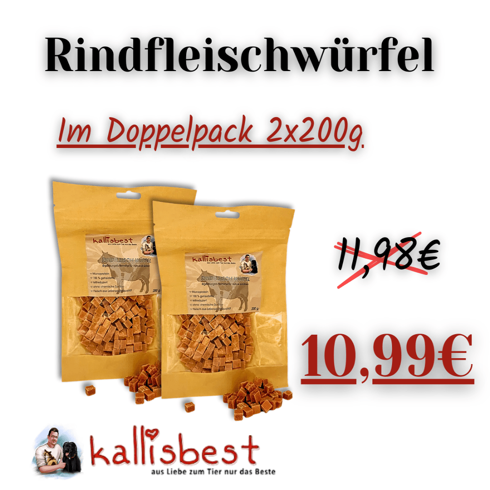 Rindfleischwürfel für Hunde & Katzen Getreidefrei 200g - Kallisbest