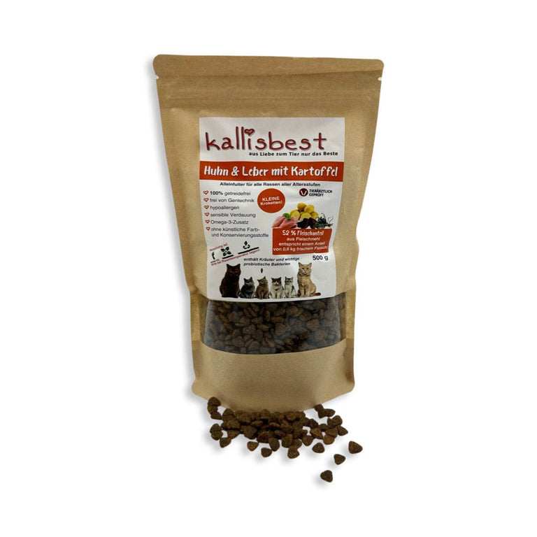 Huhn & Leber mit Kartoffel für Katzen, (Neue Rezeptur ohne Innereien und extra Taurin) - Kallisbest