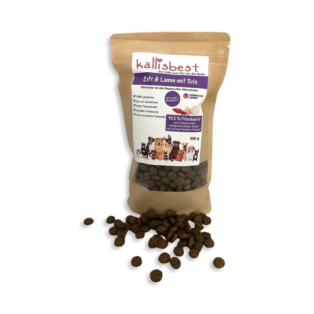 Trockenfutter für Hunde von kallisbest, mittlere Kroketten mit Ente, Lamm und Reis 