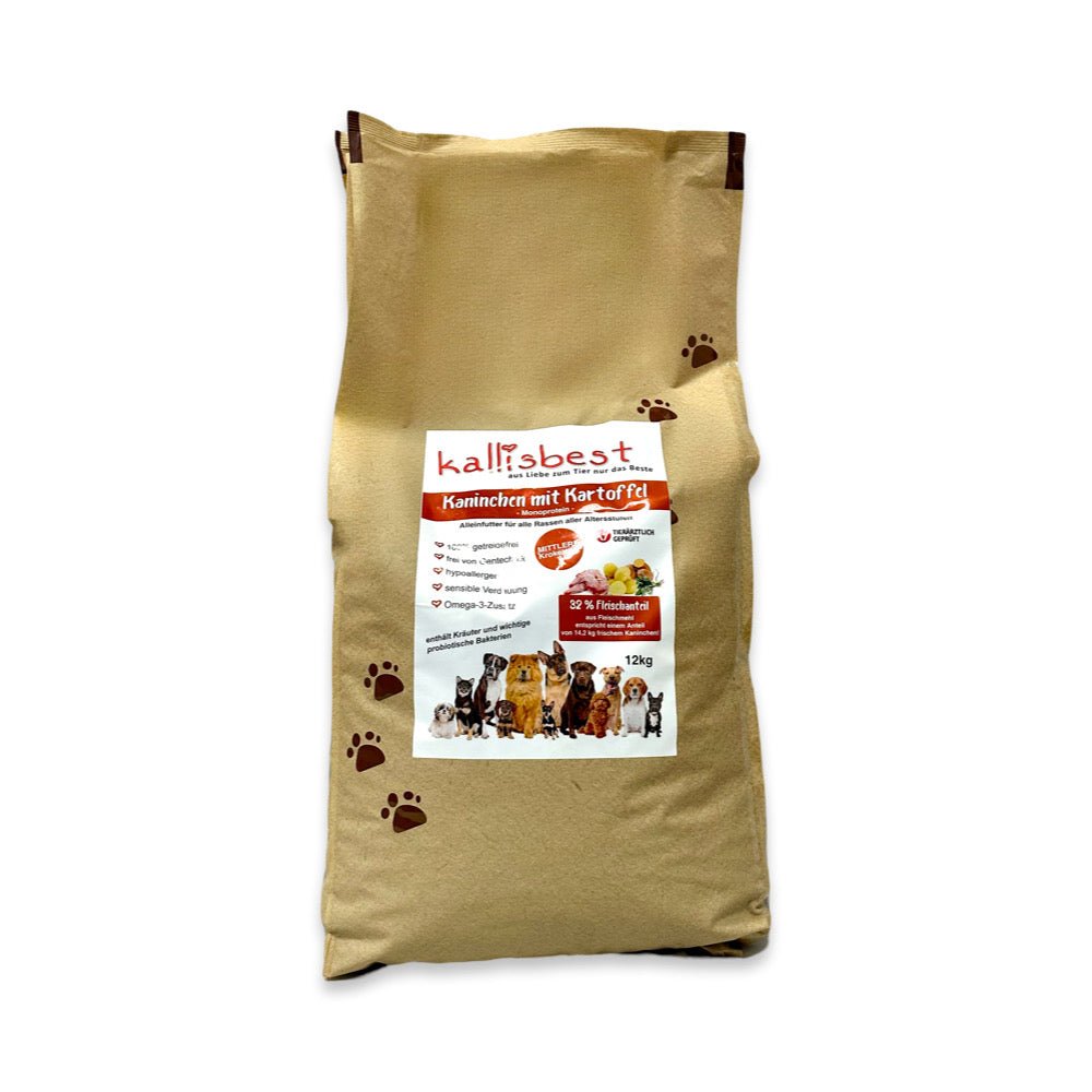 Kaninchen mit Kartoffel für Hunde, mittlere Kroketten - Kallisbest