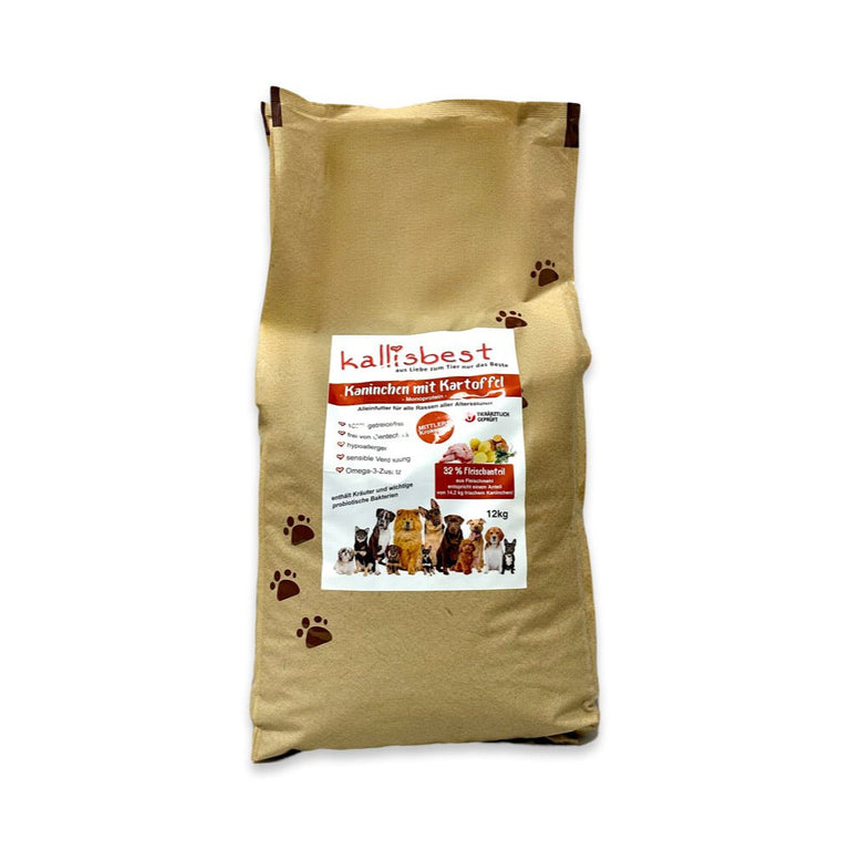 Kaninchen mit Kartoffel für Hunde, mittlere Kroketten - Kallisbest