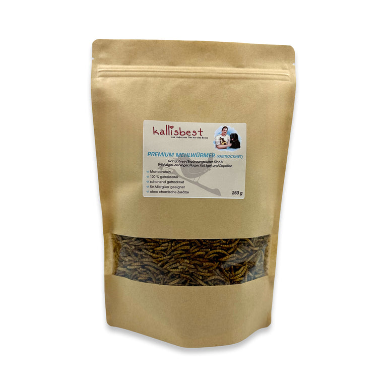 Premium Mehlwürmer getrocknet 250g Beutel - Kallisbest