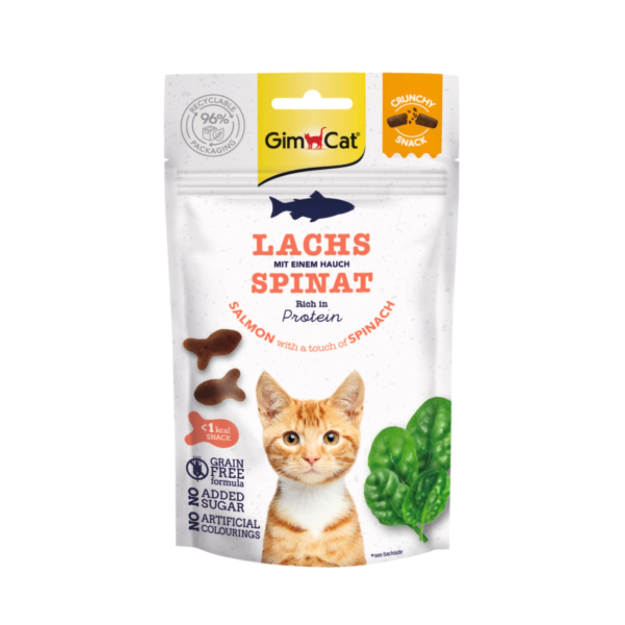 GimCat Crunchy Snack Lachs & Spinat Katzensnack, 50 g