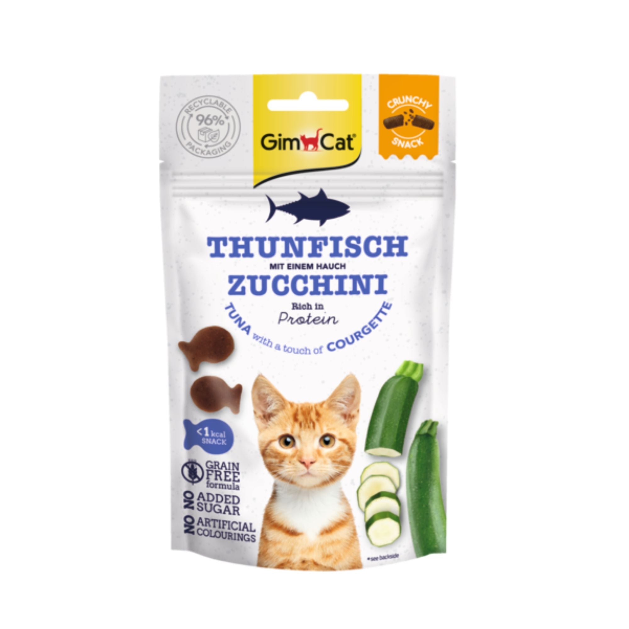 GimCat Crunchy Snack Thunfisch & Zucchini Katzensnack, 50 g