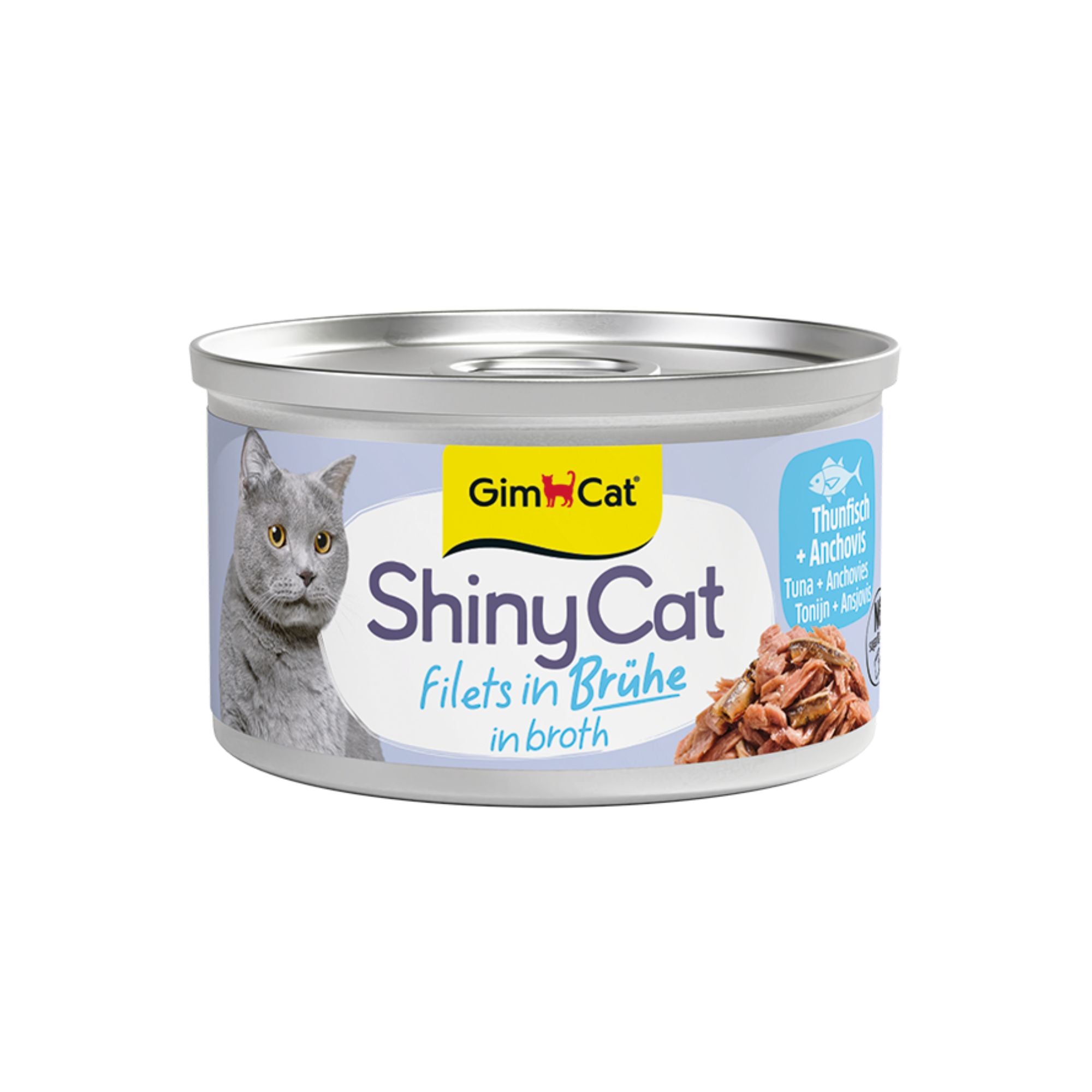 GimCat ShinyCat Filets in Brühe Thunfisch & Anchovis Katzenfutter, 70 g