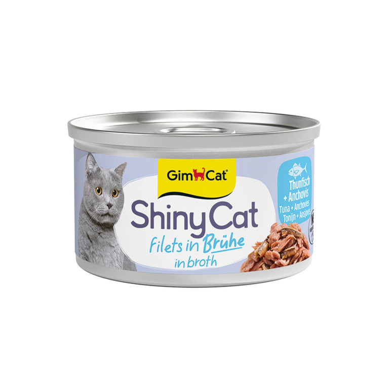 GimCat ShinyCat Filets in Brühe Thunfisch & Anchovis Katzenfutter, 70 g