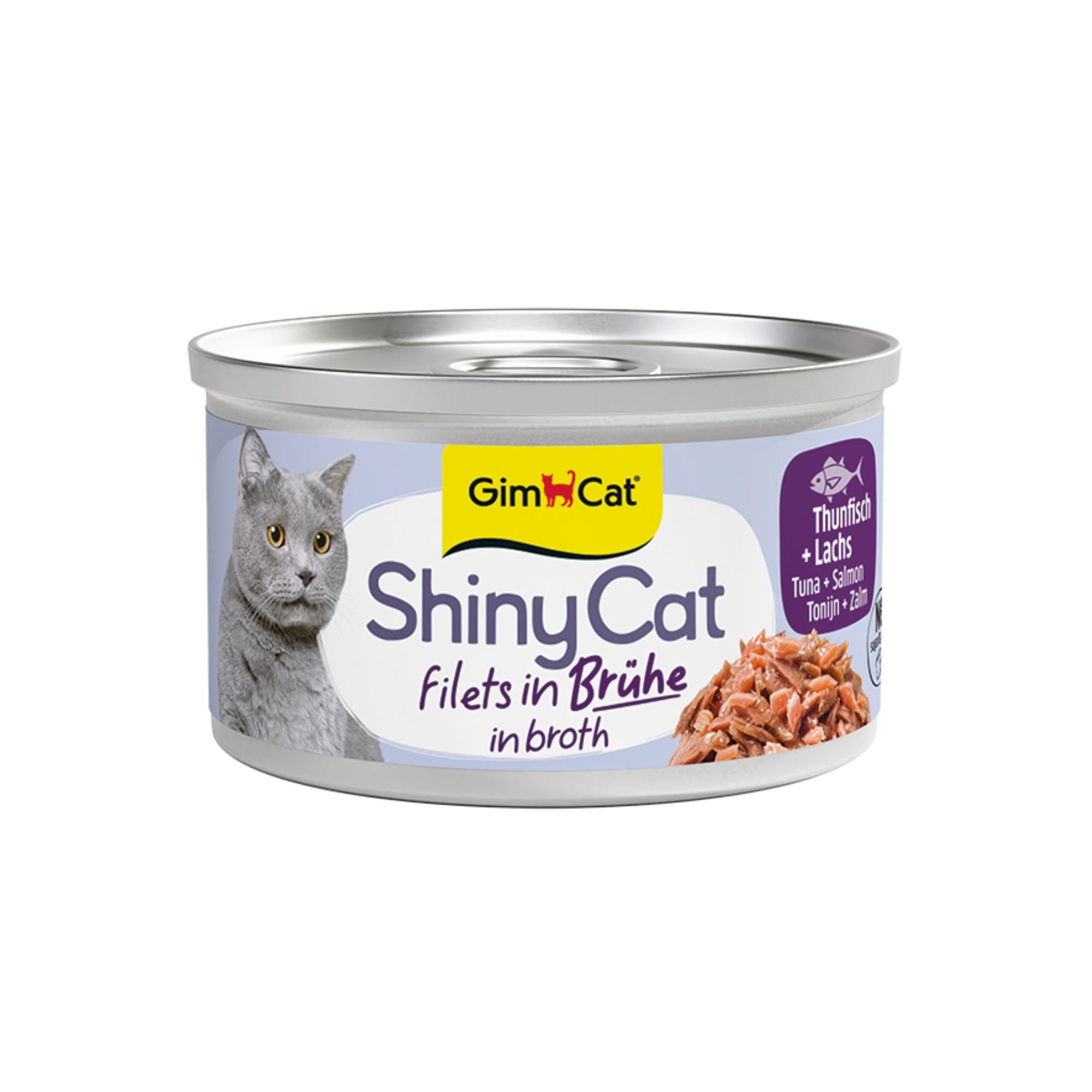 GimCat ShinyCat Filets in Brühe Thunfisch & Lachs Katzenfutter, 70 g