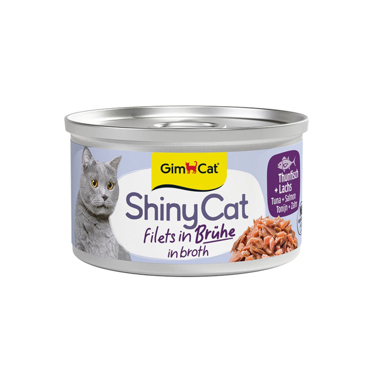GimCat ShinyCat Filets in Brühe Thunfisch & Lachs Katzenfutter, 70 g