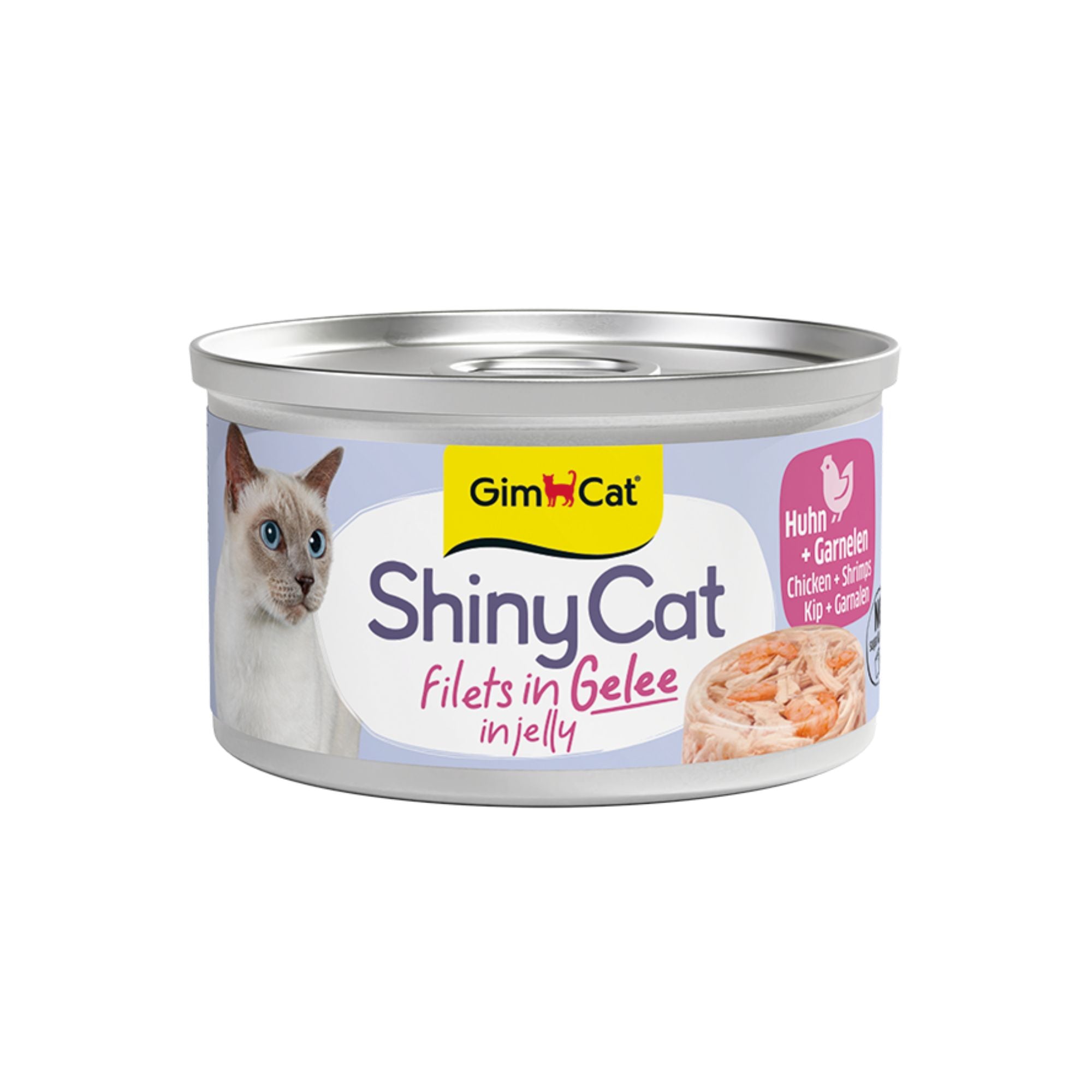 GimCat ShinyCat Filets in Gelee Huhn & Garnelen Katzenfutter, 70 g
