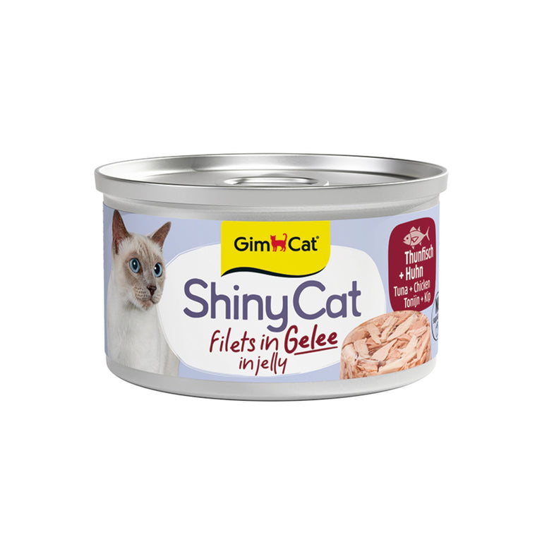 GimCat ShinyCat Filets in Gelee Thunfisch & Huhn Katzenfutter, 70 g