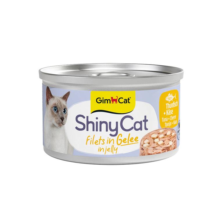 GimCat ShinyCat Filets in Gelee Thunfisch & Käse Katzenfutter, 70 g