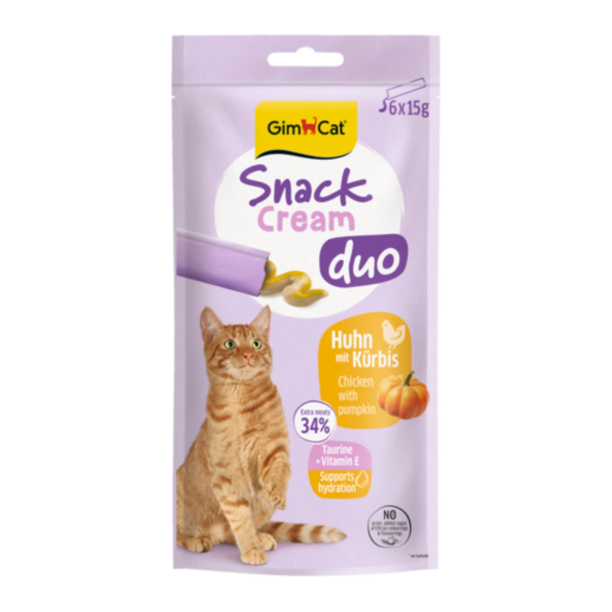 GimCat Snack Cream DUO Huhn & Kürbis Katzensnack, 6 x 15 g