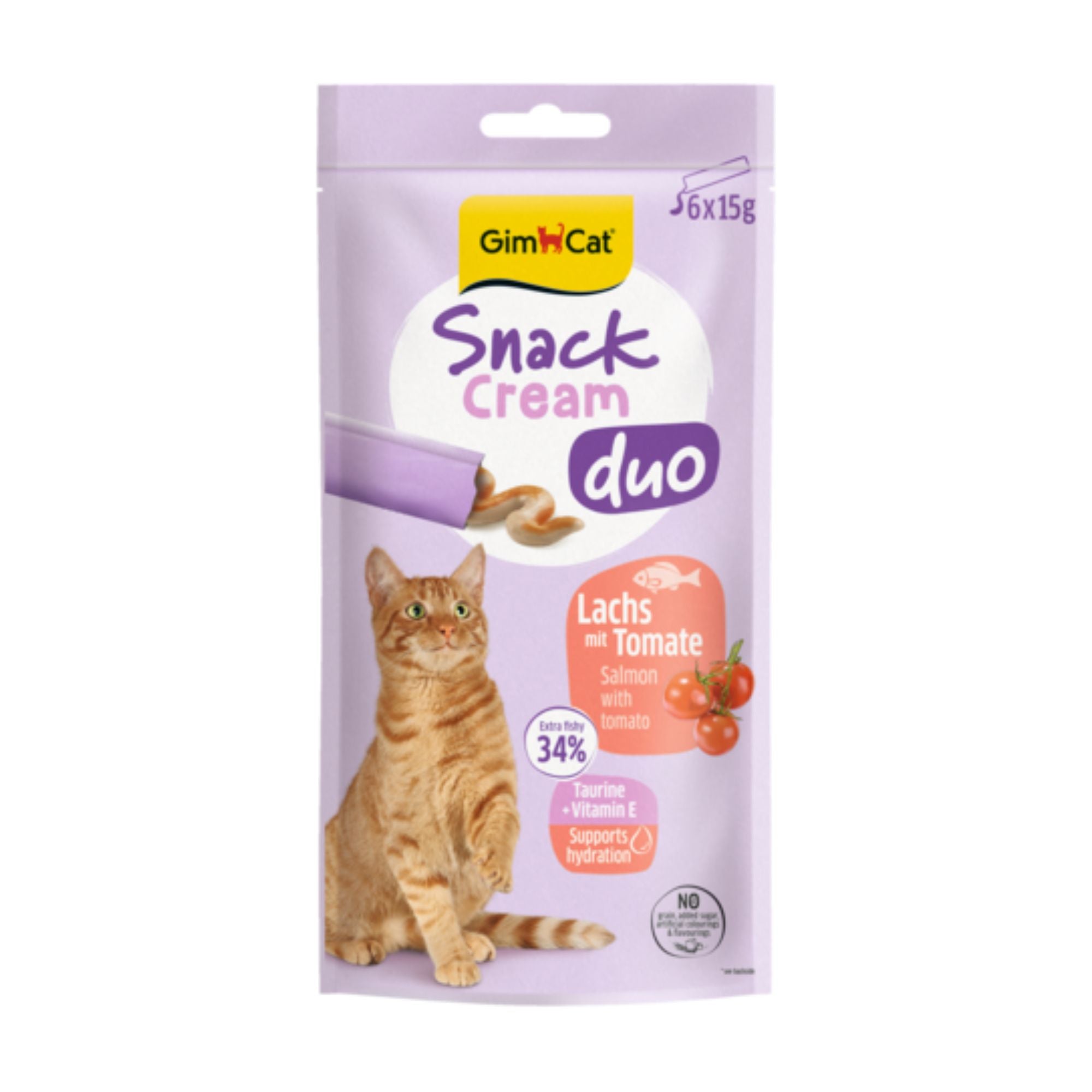 GimCat Snack Cream DUO Lachs & Tomate Katzensnack, 6 x 15 g
