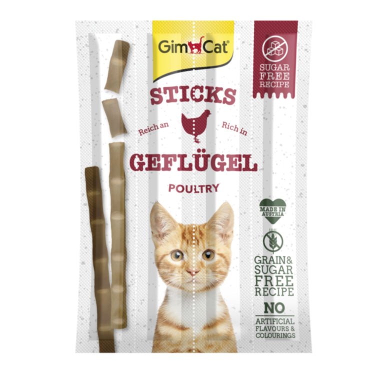 GimCat Sticks mit Geflügel Katzensnack, 4 Stück