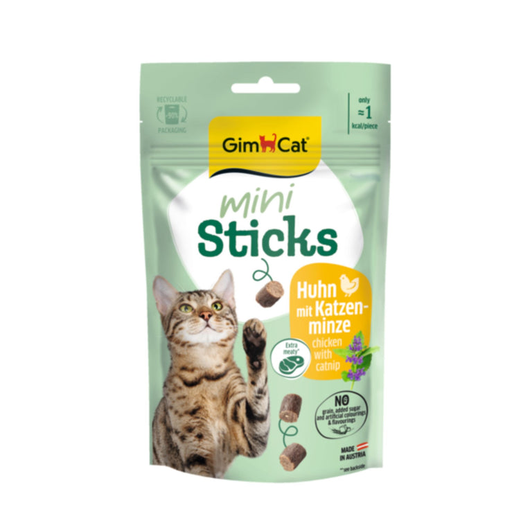 GimCat Mini Sticks Huhn & Katzenminze Katzensnack, 50 g