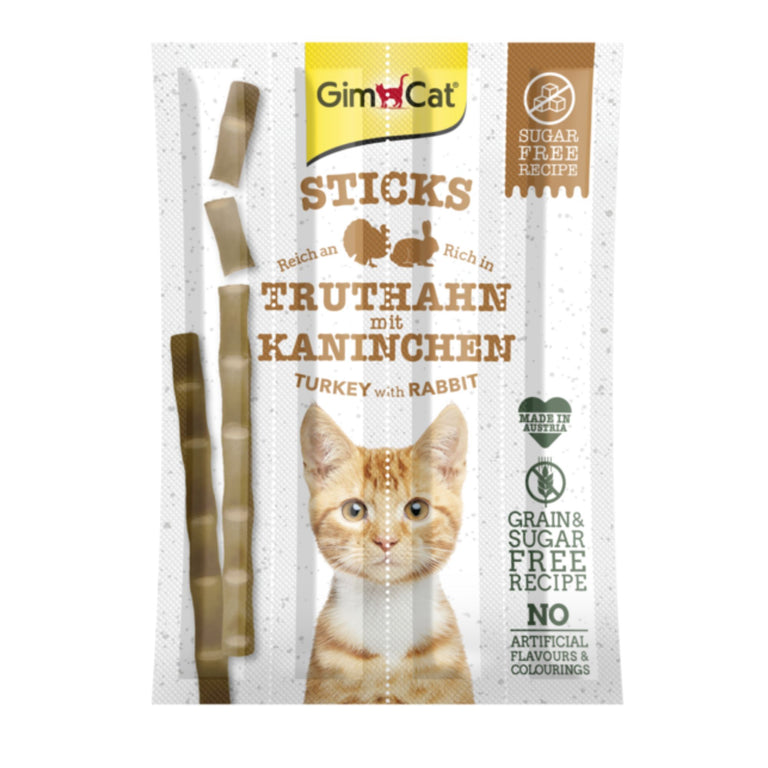 GimCat Sticks Truthahn & Kaninchen Katzensnack, 4 Stück
