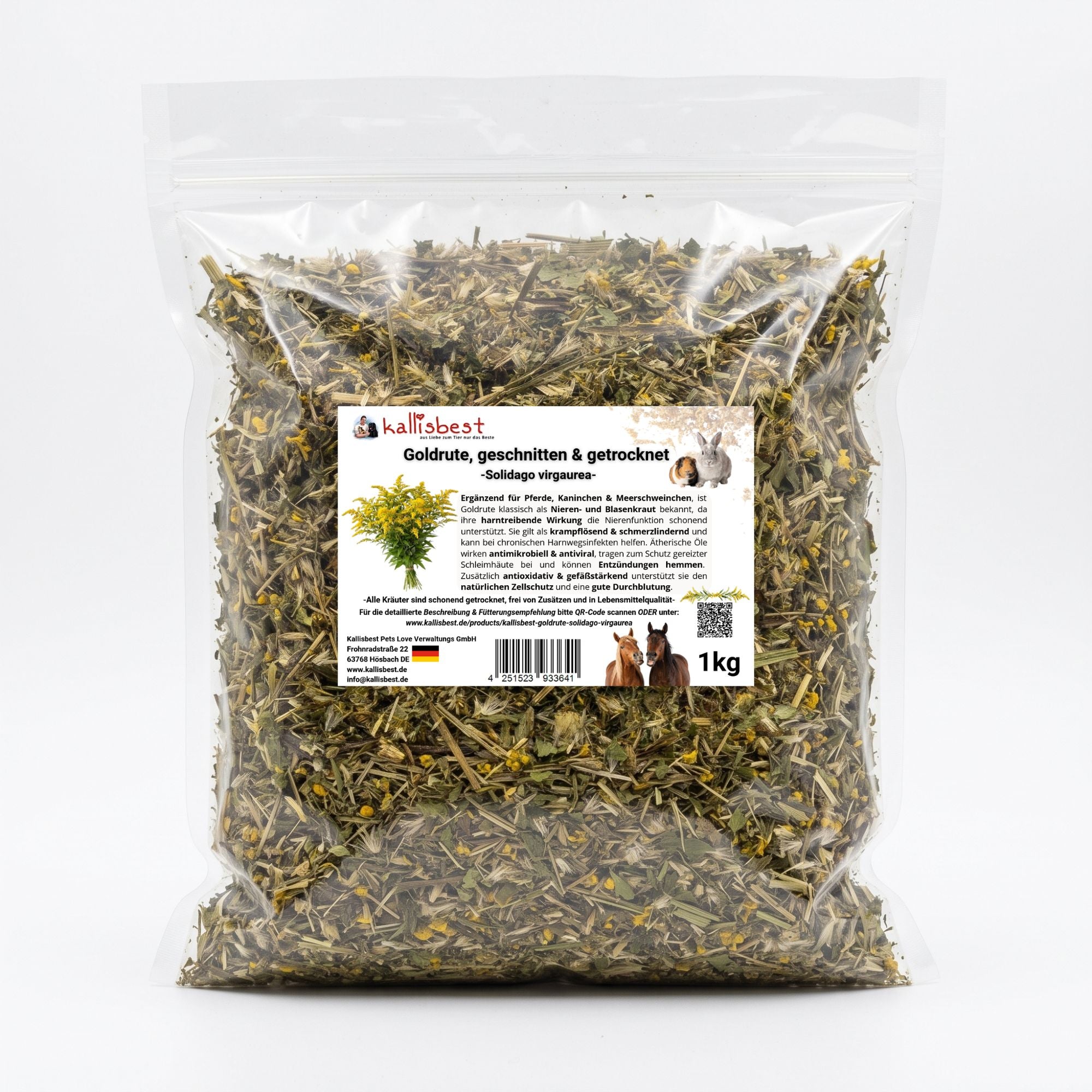 Goldrute geschnitten getrocknet – Nierenkraut für Kaninchen, Meerschweinchen & Pferde