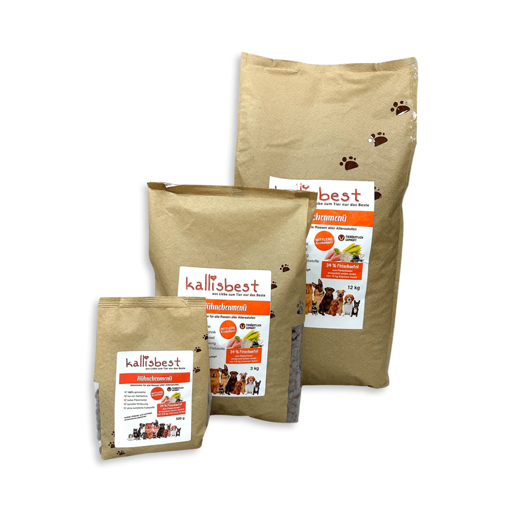 Hühnchenmenü Kroketten für Hunde von kallisbest, Trockenfutter, ideal für alle Rassen.