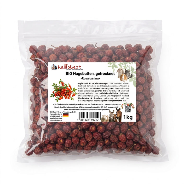 Bio-Hagebutten – Natürliches Leckerli für Pferde, Ziegen & Nager